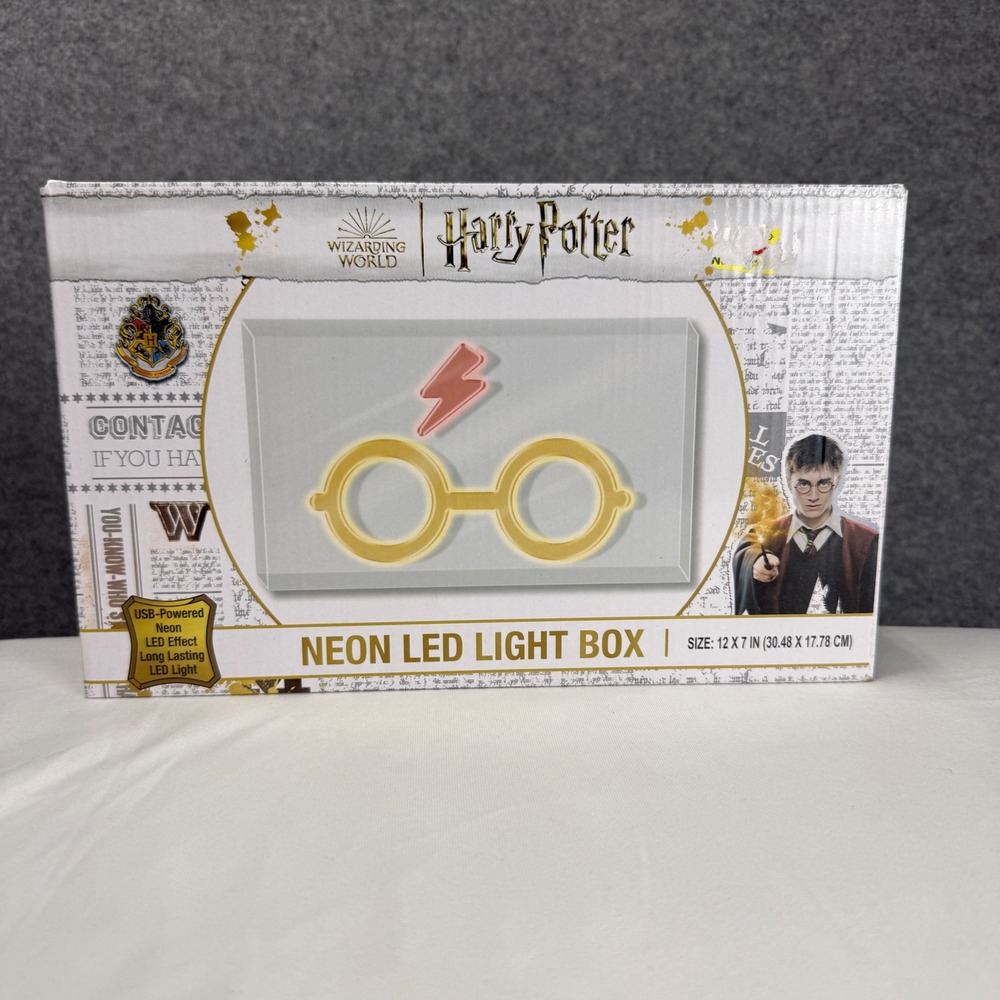 Harry Potter Neon LED Light Box Wizarding World Glasses Lightning Bolt 12x7 NEW